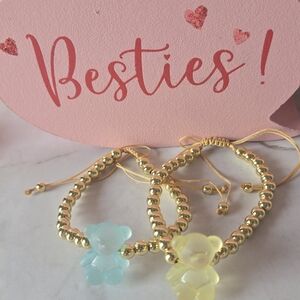 Gold Beaded Bracelets with Gummy Bear Charms
